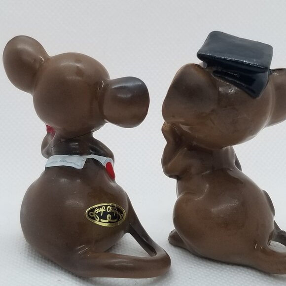Pair of Adorable Vintage Josef Originals Mice Graduate & Teacher w/ School Bell - Picture 4 of 9
